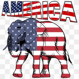 American Flag Elephant Patriotic Png Image - Republican Party, Transparent Png