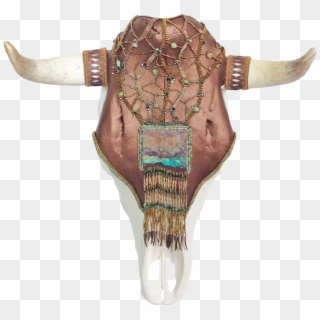 Turquoise Fringe Cow Skull - Bull, HD Png Download
