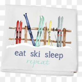 Skis On Fence Winter Wonderland Collection Flour Sack - Visual Arts, HD Png Download