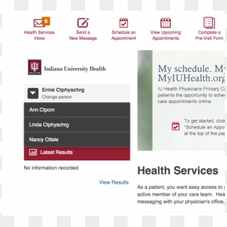The Drop-down Box, Found Above The Lab Results On The - Indiana University Health, HD Png Download