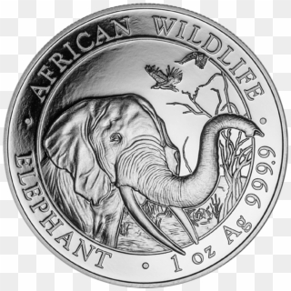 The 2018 Somalian Elephant 1oz Silver Coin Features - 2015 1 Oz Somalian Silver Elephant Coin Bu, HD Png Download