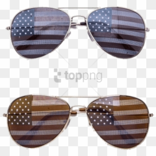 Free Png American Flag Silver Aviator Sunglasses Png - Plaid, Transparent Png