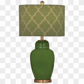 Table Lamp With Green Quatrefoil Shade At Livingspaces - Lampshade, HD Png Download