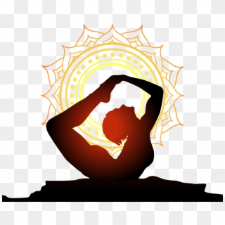 Women Performing Yoga With Sun Background Yoga Logo - Vector Yoga Logo Png, Transparent Png