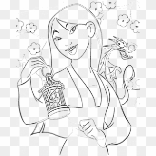 Mulan Coloring Pages, Disney Mulan Coloring Pages Az - Mushu Mulan Coloring Page, HD Png Download