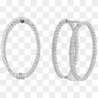 18kt White Gold Minilok Miroir Diamond Oval Earrings - Earrings, HD Png Download