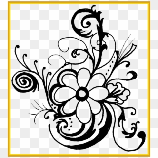 Rose Border Drawing Search Result Cliparts For Rose - Flower Black And White Clipart Borders, HD Png Download