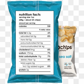 Nutritional Facts 1oz Bag Of Sea Salt - Pop Chips Nutrition, HD Png Download