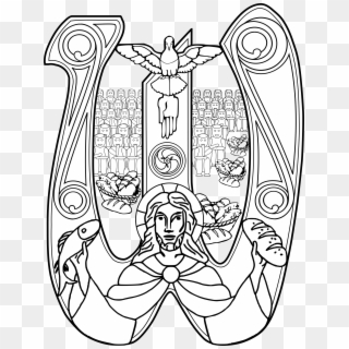 Jpg Black And White Library Christ With A Fish Bread - Pentecost, HD Png Download