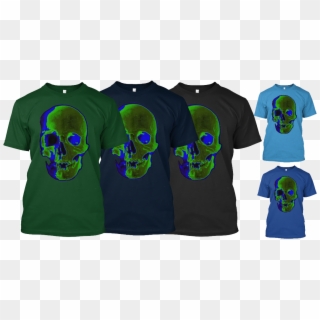 Green Blue Skull Tshirt - Mason, HD Png Download