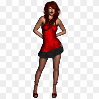 Render Lady Red Dress Model Png Image - Costume, Transparent Png