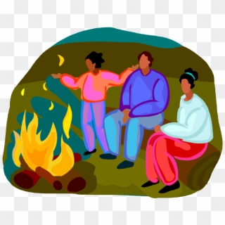 Svg Royalty Free Stock Around The Campfire Clipart - Campfire With People Clipart, HD Png Download
