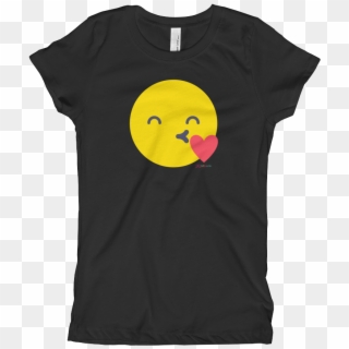 Blow A Kiss Emoji Girl's T-shirt - T-shirt, HD Png Download