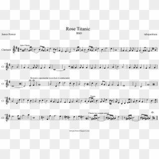 Titanic Sheet Music For Clarinet By James Horner Clarinet - Partitura Del Titanic Para Trompeta, HD Png Download