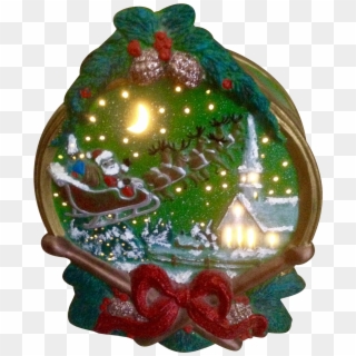 Vintage Christmas Night Light Santa Claus Sleigh And - Christmas Ornament, HD Png Download