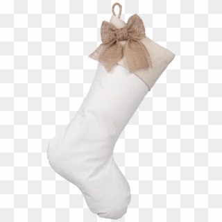 Christmas Stocking With Burlap Accents - Christmas Stocking, HD Png Download