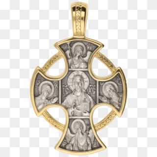 Russian Orthodox Silver Cross Pendant Deisis Guardian - Locket, HD Png Download