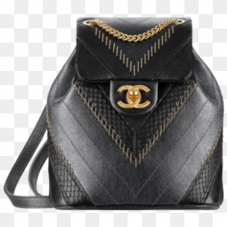 Chanel Metallic Calfskin Backpack - Black Calfskin Chevron Backpack 2018, HD Png Download
