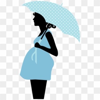 Baby,comic ,umbrella - Pregnant Woman Clipart Blue, HD Png Download