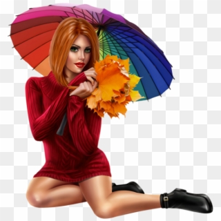 Autumn Woman Png Transparent Png , Png Download - Tube Femme Automne Png, Png Download