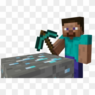 Steve Mines A Block Of Diamond Ore, And Then Holds - Minecraft, HD Png Download