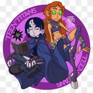 Starfire Raven Aqualad Purple Violet Cartoon Fictional - Teen Titans Raven And Aqualad, HD Png Download