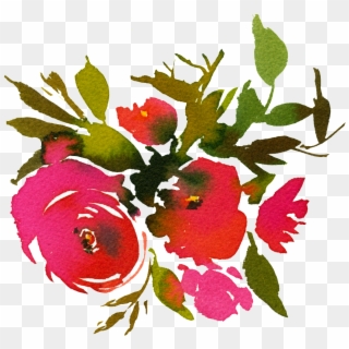 Hand Painted Rose Red Smudged Flower Png Transparent - Watercolor Flowers Transparent Background, Png Download