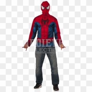 Adult Spider Man Long Sleeve Costume Set - Máscara Completa Spiderman, HD Png Download