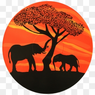 Sunset Elephants - Silhouette, HD Png Download