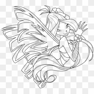 Winx Club Bloom Harmonix Coloring Pages - Winx Club Flora Sirenix Coloring Pages, HD Png Download