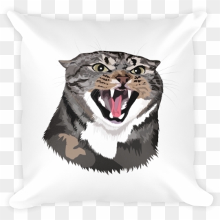 Angry Hissing Kitty Basic Pillow - Cushion, HD Png Download