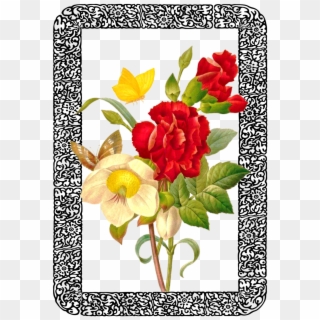 Vintage Rose Bouquet Framed Png Image - Redoute The Book Of Flowers, Transparent Png