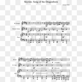 Skyrim- Song Of The Dragonborn Sheet Music Composed - Kanon D Dur Pachelbela, HD Png Download