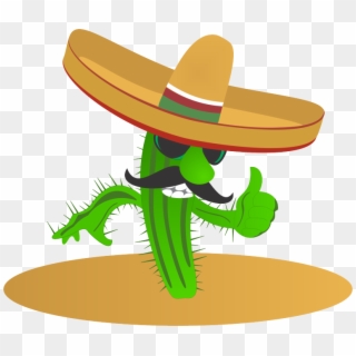 Sombrero Mexicano Png Download - Cactus With Hat Clipart, Transparent Png
