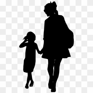 Silhouette, Mother, Daughter, Together, Walking, Family - Silhouette Mother And Daughter Clipart, HD Png Download