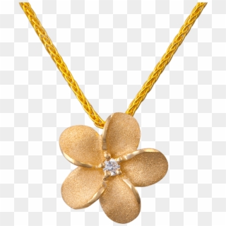 11mm 14k Gold Plumeria Slide With Diamond - Necklace, HD Png Download