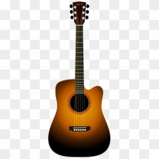 Musical Instrument Brown Black Acoustic Guitar Drawing - Acoustic Guitar, HD Png Download