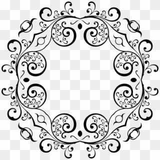 Black And White Floral Design Flower - Stylish Circle Png, Transparent Png