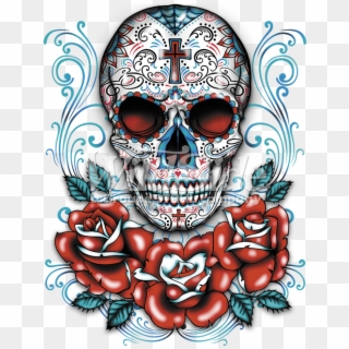 Sugar Free On Dumielauxepices Net - Day Of The Dead Skull With Roses, HD Png Download
