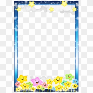 Blue Kidsphoto Frame With Stars Png - Good Night Smiley Faces, Transparent Png
