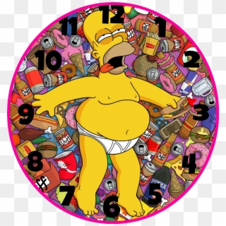 ##simpsons #homer #reloj - Simpsons Eating Junk Food, HD Png Download