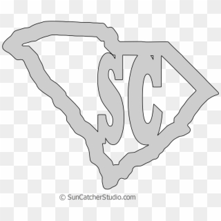 South Carolina Map Shape Text, Outline Scalable Vector - Line Art, HD Png Download