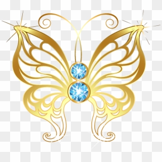 Cartoon Golden Line Butterfly Element - Angels Wings Sexy, HD Png Download