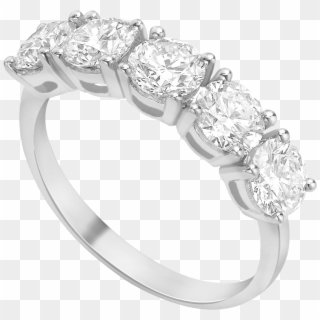 Diamond 5 Png - 18ct White Gold 5 Diamond Band Ring, Transparent Png