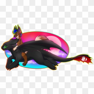 Toothless Riding Ych - Cartoon, HD Png Download