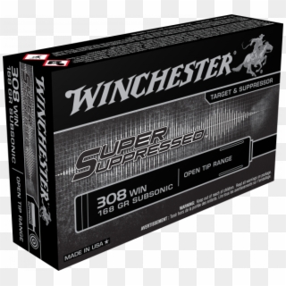 Winchester Ammo Sup308 Super Suppressed 308 Winchester/7 - Winchester Subsonic 308, HD Png Download