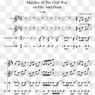 Marches Of The Civil War On Fife And Drum Sheet Music - Underfell Megalovania Sheet Music, HD Png Download