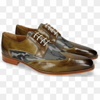 Derby Shoes Lance 9 Olive Textile Camo Salvia - Leather, HD Png Download