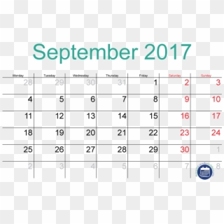 Banner Black And White Library Calendar Printable - September 9 2017 Calendar, HD Png Download