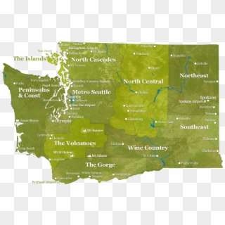 Washington State Map - Washington State Map Mountains, HD Png Download